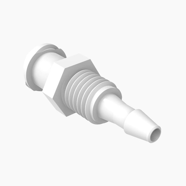Cole Parmer Luer to Hose Barb Fitting, Straight Adapter, White Nylon, Cleanroom, Panel-Mt F Luerx3/32in ID;10PK LFPM-1.5MN-QC - main